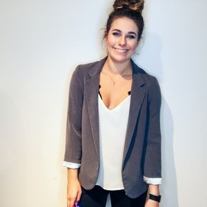 Silence + Noise Gray Open Drape Blazer